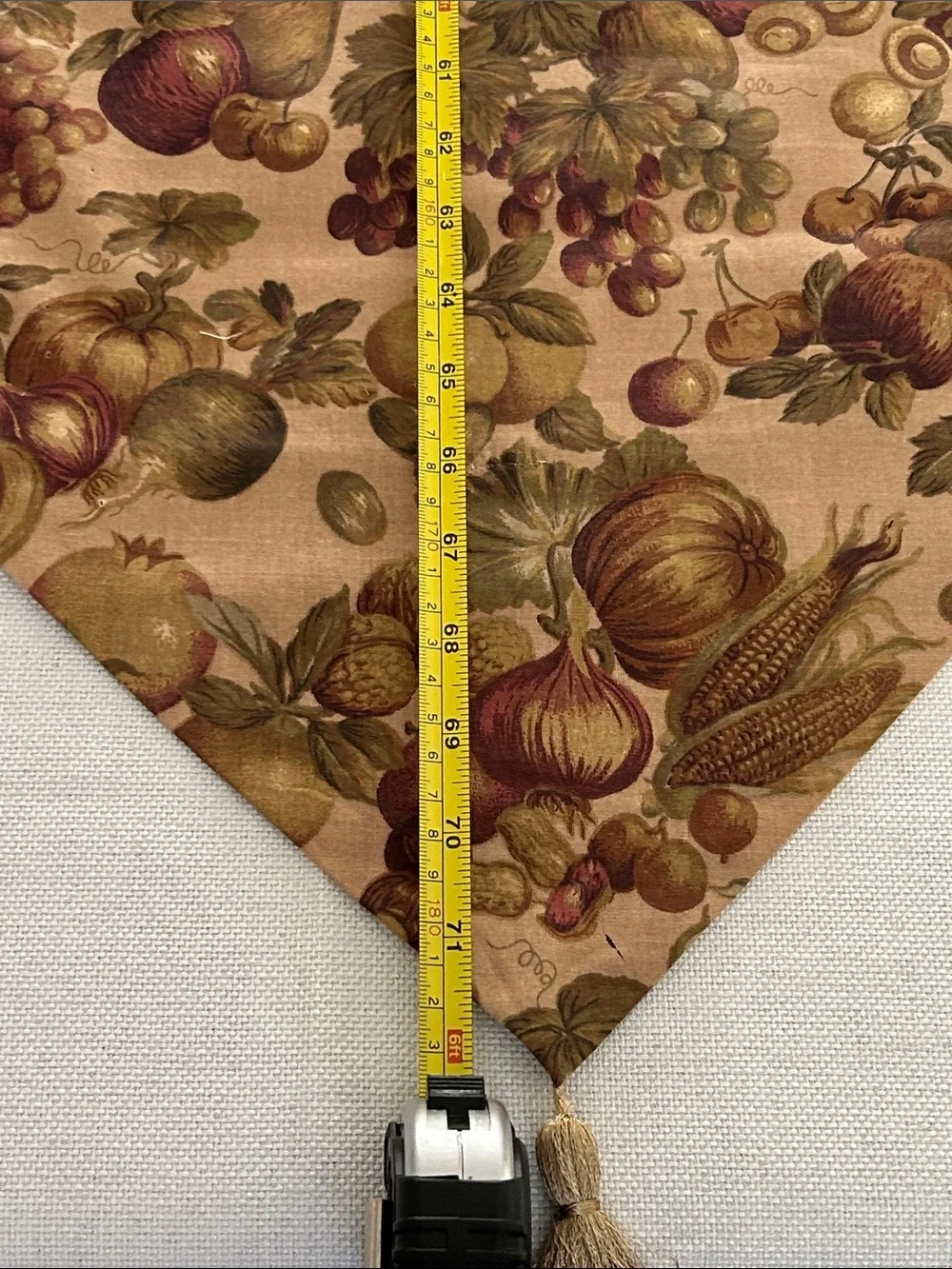 Vintage Woven Tapestry Table Runner Harvest Fruit Fall Thanksgiving Decor